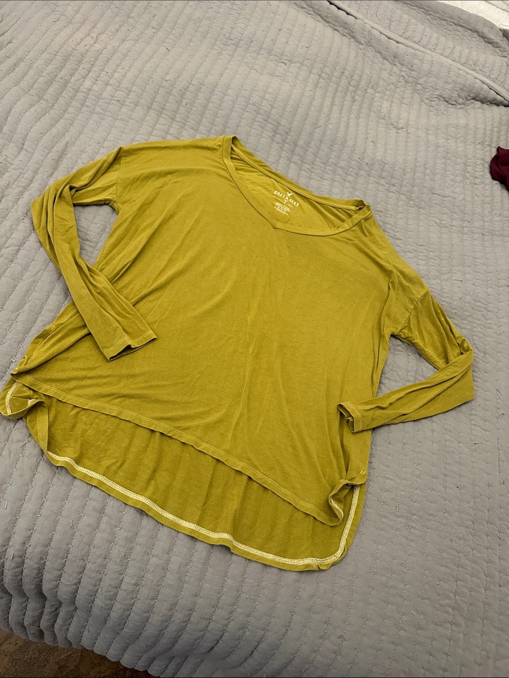 American Eagle Outfitters Olive Green Long Sleeve V-Neck Top